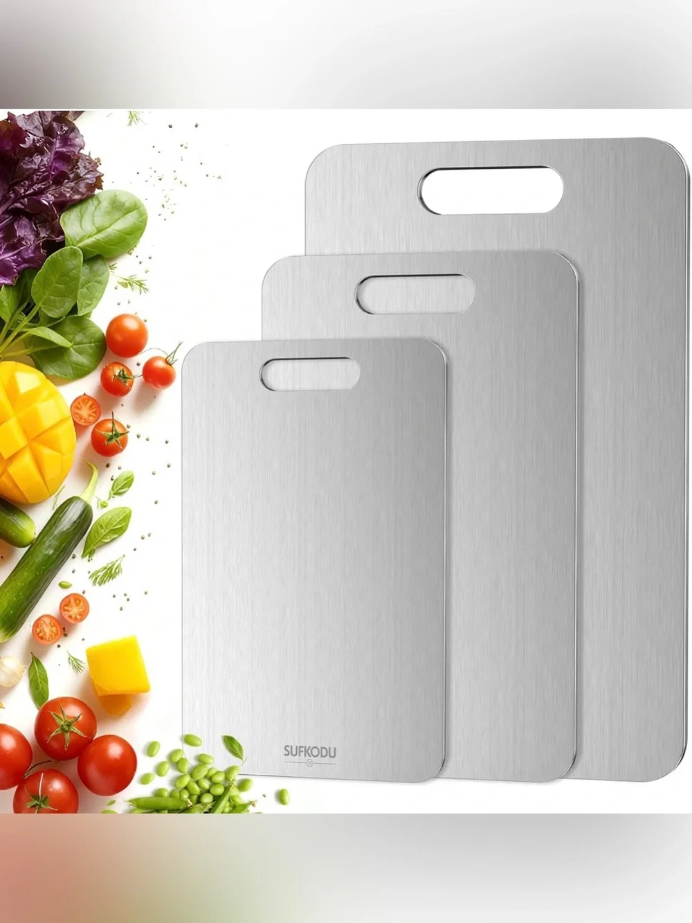 Titanium Cutting Board Set of 3, 100% Double-Sided Titanium Cutting Boards